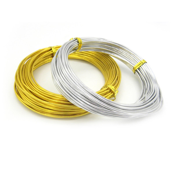 1.5 mm (15 GA) Thick Soft Aluminium Craft/Jewellery Wire (Length: 10 m) - Gold/Silver