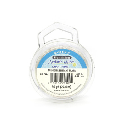 0.4 mm (26 GA) Beadalon Artistic Wire for Jewellery and Crafts - Non-Tarnish Silver Plated