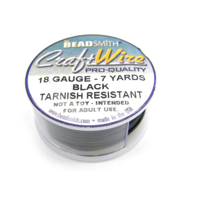 1 mm (18 GA) – The Bead Smith Runddraht für Kunsthandwerk/Schmuck, 6,4 m (7 Yd) – PRO-Qualität – Schwarz