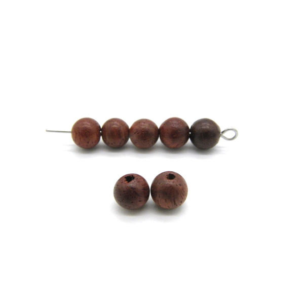 6 mm Small Round Wooden Beads for Jewellery-Making - Brown (50 Pc.)