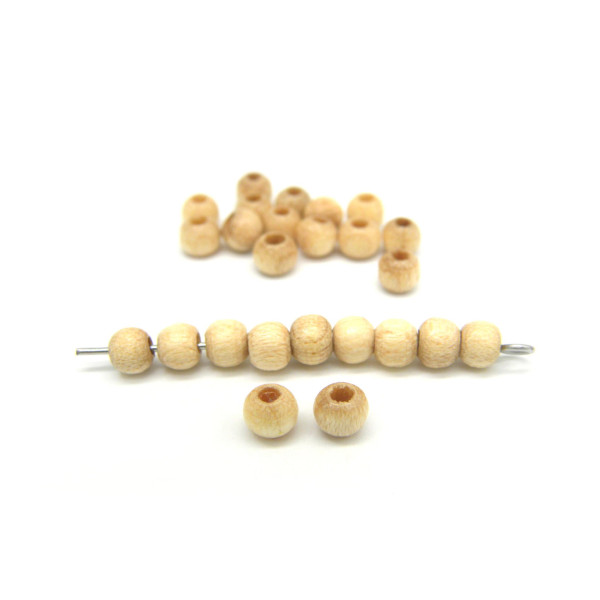 4 mm Premium-Quality Round Wooden Beads for Jewellery - Natural Lacquered (30 pc)