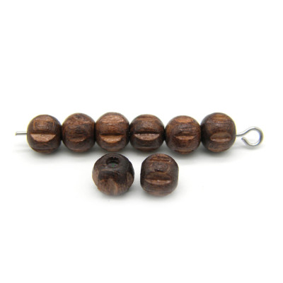 6 mm Premium-Quality Carved Round Wooden Beads for Jewellery - Chestnut Brown (40 Beads)