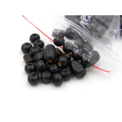 4 to 12 mm Wooden Beads - Mixed Shape - 15 g (0.5 oz) - Black and Brown Mix (approx. 100 Beads)