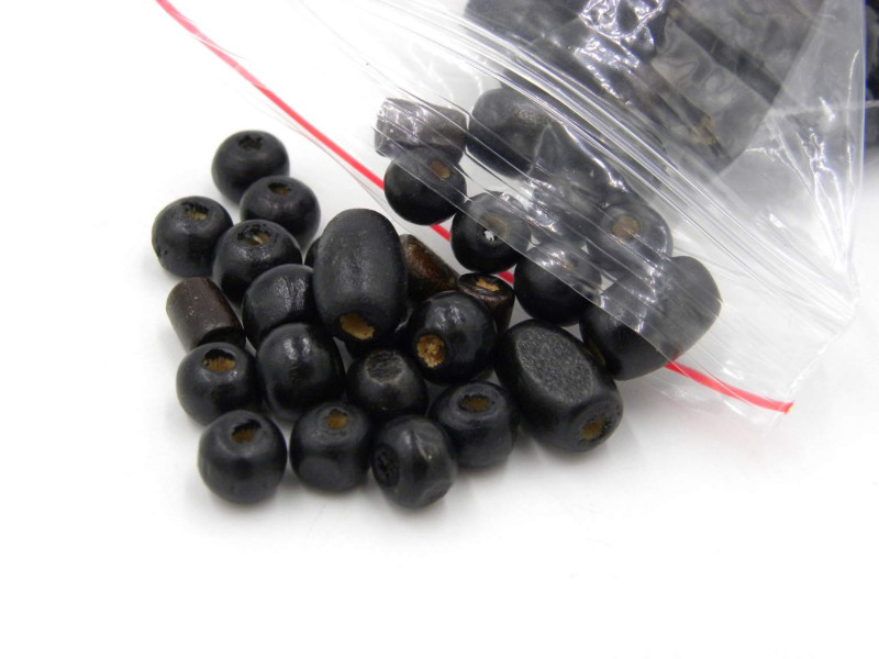 4 to 12 mm Wooden Beads - Mixed Shape - 15 g (0.5 oz) - Black and Brown Mix (approx. 100 Beads)