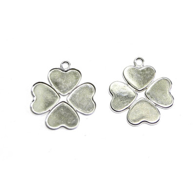 23 mm Large Four Leaf Clover Pendant - 925 Sterling Silver Charm - Good Luck Symbol