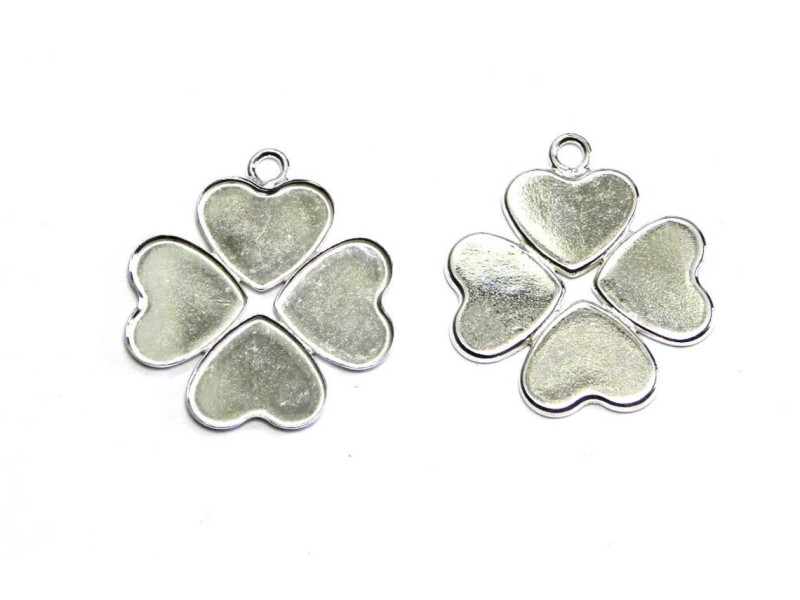 1 St. Großer 925 Sterlingsilber Kleeblatt Anhänger, Glücksklee Anhänger 23 mm