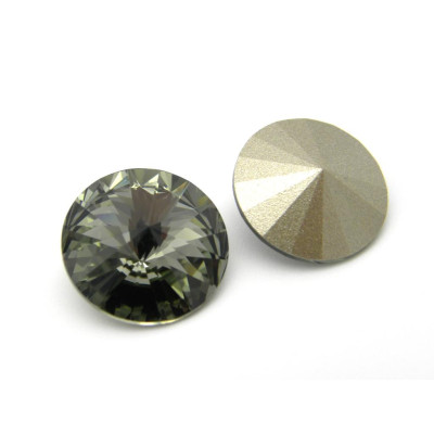14 mm (1122) Swarovski® Rivoli Stones - Black Diamond - Back Coated (2 Pc.)