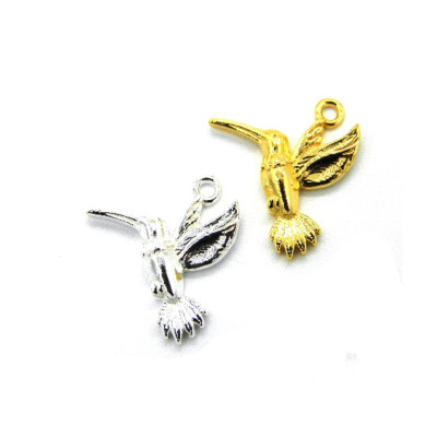 16 mm Solid Sterling Silver 925 Hummingbird Pendant (Sterling Silver, 24 K Gold Plated, 18 K Rose Gold Plated)