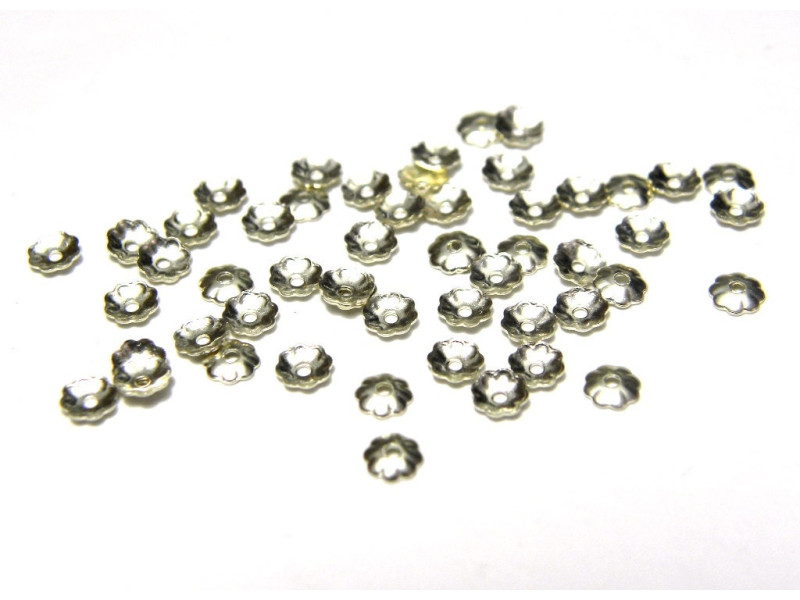 3 mm kleine Sterlingsilber 925 Perlenkappen mit Blumenmuster (25 od. 100 Stk.)