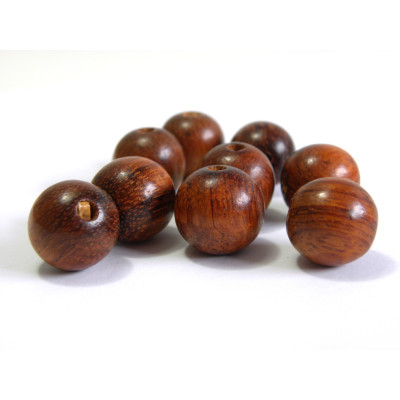 15 mm Large Round Wooden Beads - Natural Brown Wood (Waxed) - Pack of 20 Beads