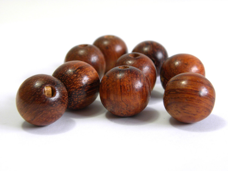 15 mm runde Holzperlen - Natur (braun) - 20 Stk.