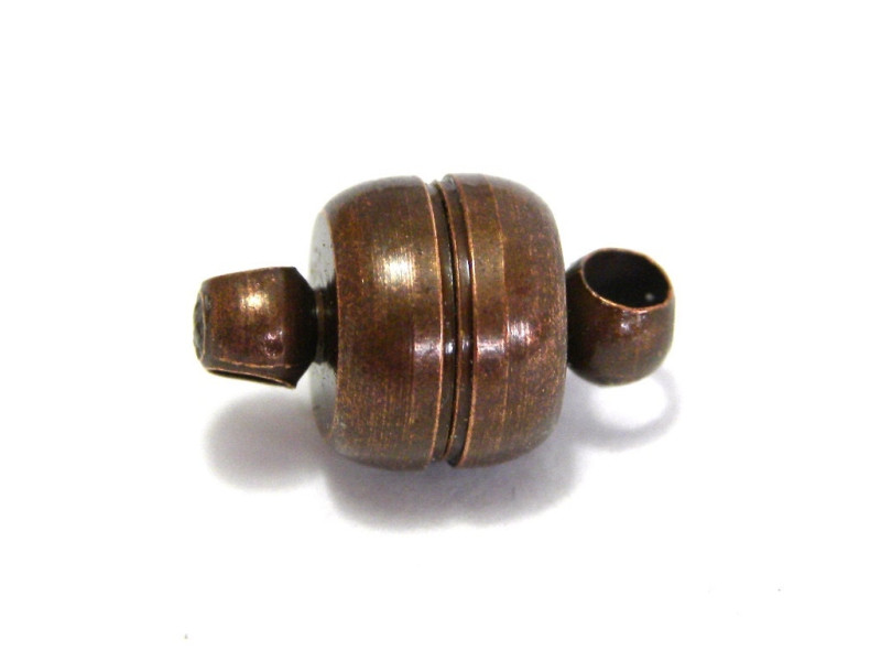 7 mm Extra-Strong Magnetic Brass Button Clasp - Antique copper (2 Pc.)
