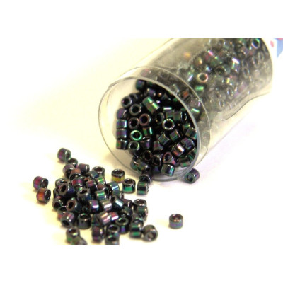 11/0 (1.6 x 1.3 mm) Miyuki Delica Japanese Seed Beads, Cylindrical Seed Beads - Metallic Purple Green Gold Iris - DB 1001 - 7