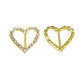 26mm Brass Heart shaped Rhinestone Buckle, Strass Ribbon Slider - Gold/Crystal (1 Pc.)