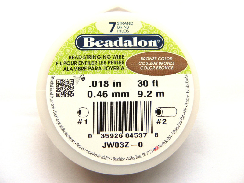 0.46 mm (.018 inch) Beadalon 7-Strand Nylon-Coated Stainless Steel Beading Wire - 9.2 m (30 ft) Bronze 0.46 mm (.018 inch) Beadalon 7-Strand Nylon-Coated Stainless Steel Beading Wire - 9.2 m (30 ft) Bronze