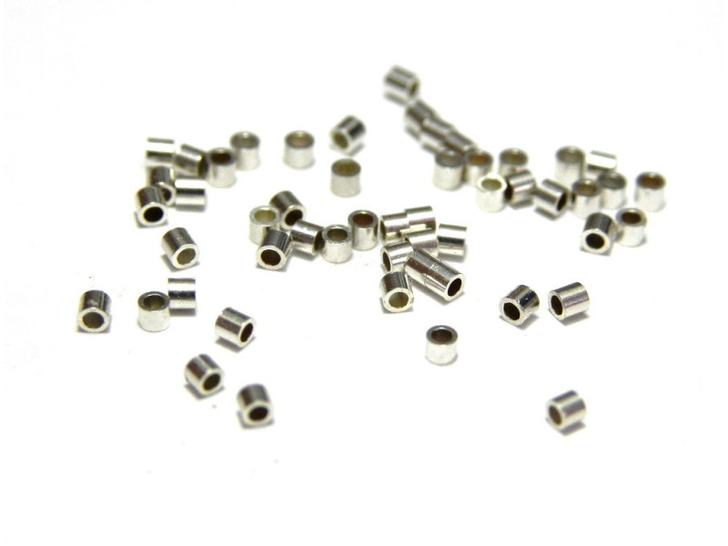 1 x 1 mm 925 Sterling Silver Mini Crimp Tube Beads - 25 Pc.