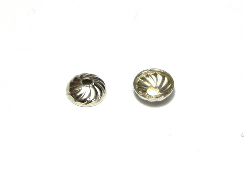 4 mm Round Sterling Silver 925 Swirl Bead Caps - Pack of 10