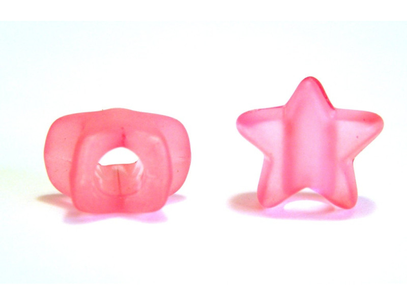 10x Stern Perlen aus Plastik, Lucite Sterne 11 mm - Pink