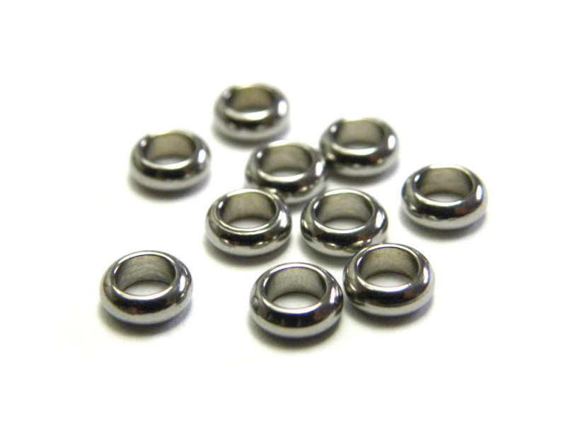 5 mm Medium Round Stainless Steel Spacer Ring Beads (10 or 50 pc.) - Medium 3 mm Hole - Silver 5 mm Medium Round Stainless Steel Spacer Ring Beads (10 or 50 pc.) - Medium 3 mm Hole - Silver