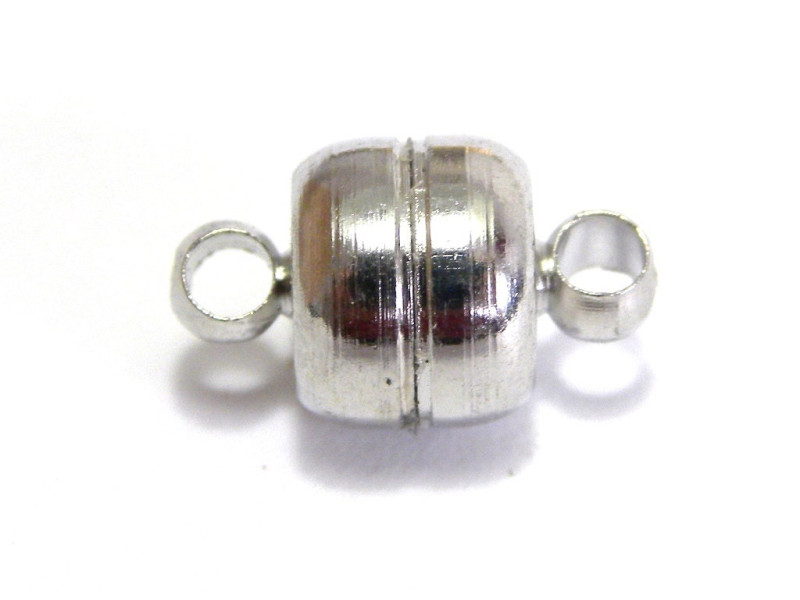 7 mm Extra-Strong Magnetic Brass Button Clasp - Platinum Silver (2 Pc.)
