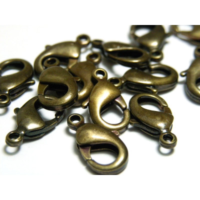 10 mm Small Antique Bronze Trigger Clasps - Lobster Clasps (50 pc.)