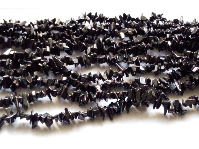 Natürliche Hämatit-Chip-Perlen, Edelstein-Chips - 4-8 mm - Strang 90 cm