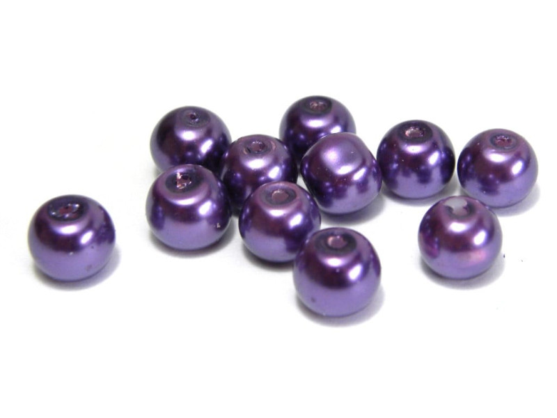 50x Runde Glaswachsperlen 8 mm - Violett