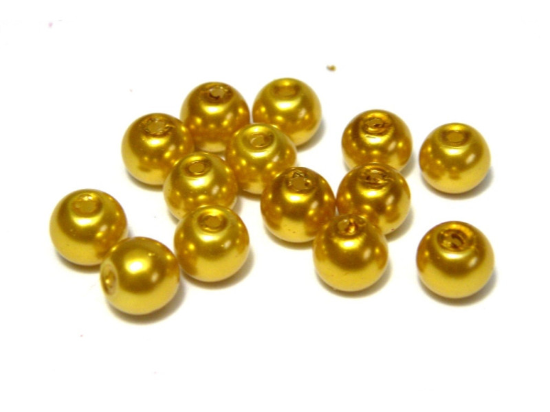 6 mm Round Faux Pearls Glass Beads - Amber - 50 pc