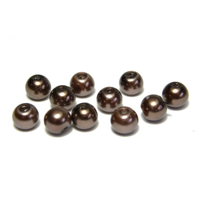 50x Runde Glaswachsperlen 6 mm - Chocolate