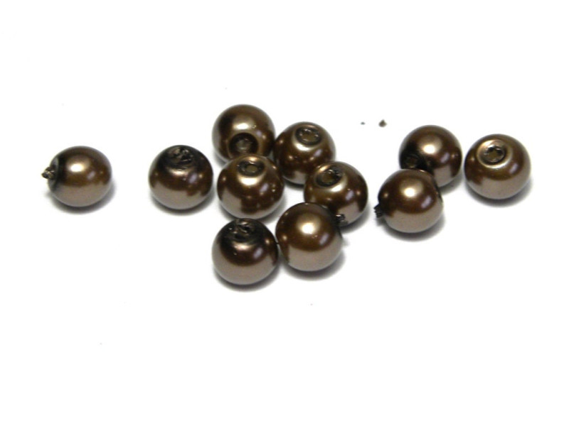 6 mm Round Faux Pearls Glass Beads (50 pc.) - Coffee