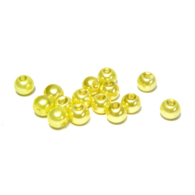 50x Runde Glaswachsperlen 6 mm - Jonquil