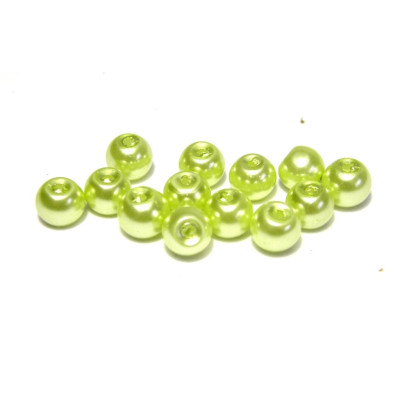 6 mm Round Faux Pearls Glass Beads (50 pc.) - Lime