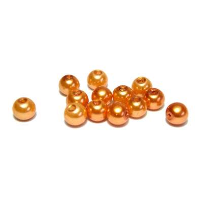 50x Runde Glaswachsperlen 6 mm - Pfirsich