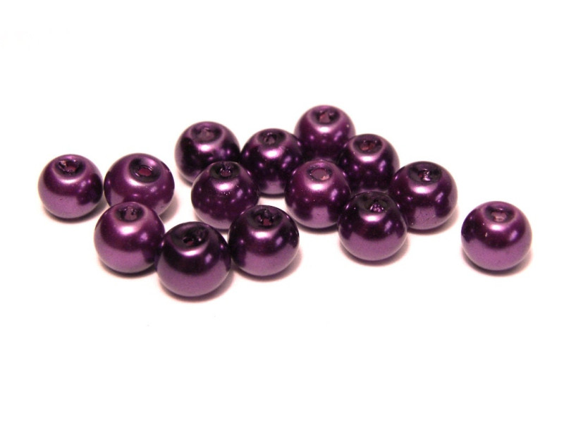 6 mm Round Faux Pearls Glass Beads (50 pc.) - Plum