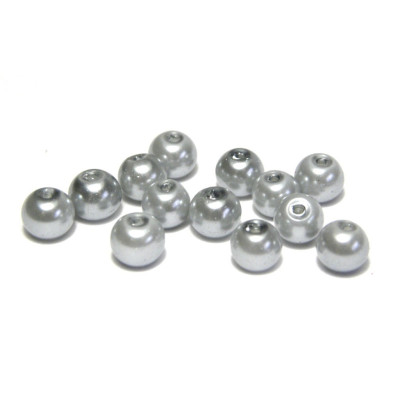 6 mm Round Faux Pearls Glass Beads (50 pc.) - Silver Grey