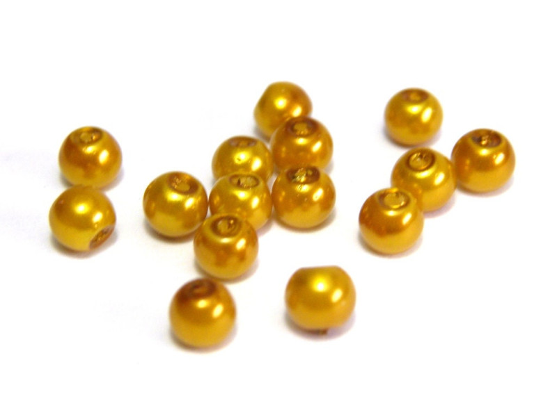 4 mm Round Faux Pearls Glass Beads (75 pc.) - Amber