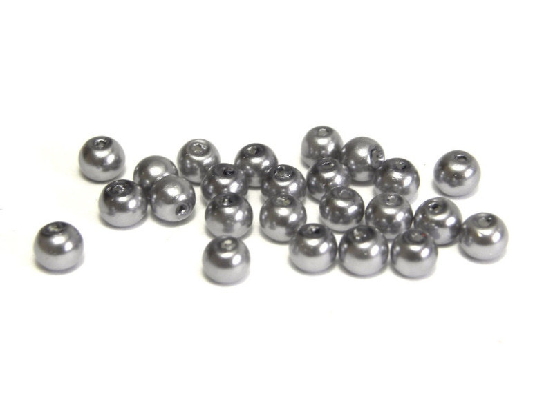 75x Runde Glaswachsperlen 4 mm - Grau
