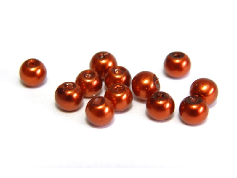 75x Runde Glaswachsperlen 4 mm - Rostrot