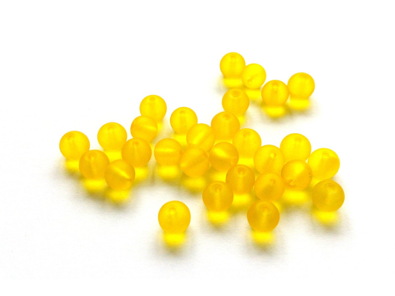 6 mm Matte runde Glasperlen (25 Stk.) Dunkelgelb