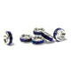 6 mm Silver plated Round A-Grade Rhinestone Spacers, Strass Rondelles - Sapphire - 10 pc