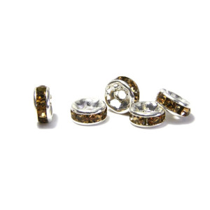 6 mm Silver plated Round A-Grade Rhinestone Spacer...