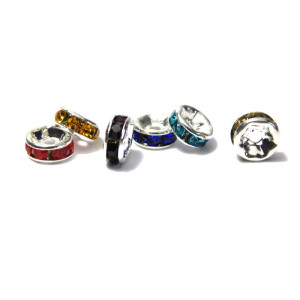 6 mm Silver plated Round A-Grade Rhinestone Spacer...