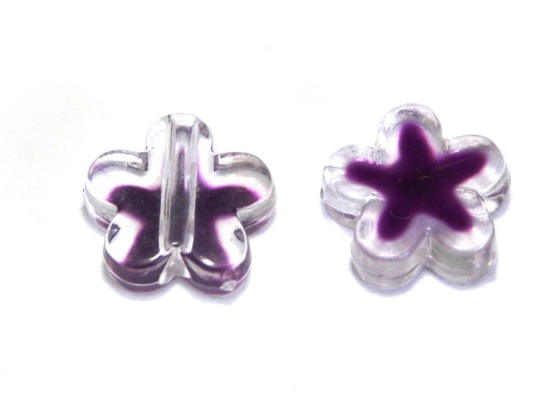 11 mm Medium Plastic Flower Beads - Transparent/Purple - 10 pc 11 mm Medium Plastic Flower Beads - Transparent/Purple - 10 pc