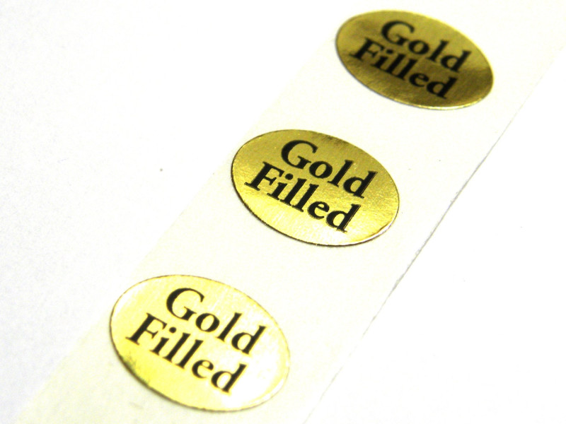 10 mm x 14 mm « Gold Filled » oval stickers/labels (25 or 100 pc)
