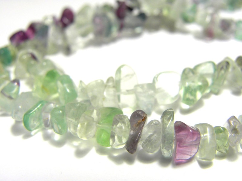 4 to 9 mm Fluorite Chips, Real Gemstone Chip Beads - 85 cm (34 Inch) Strand