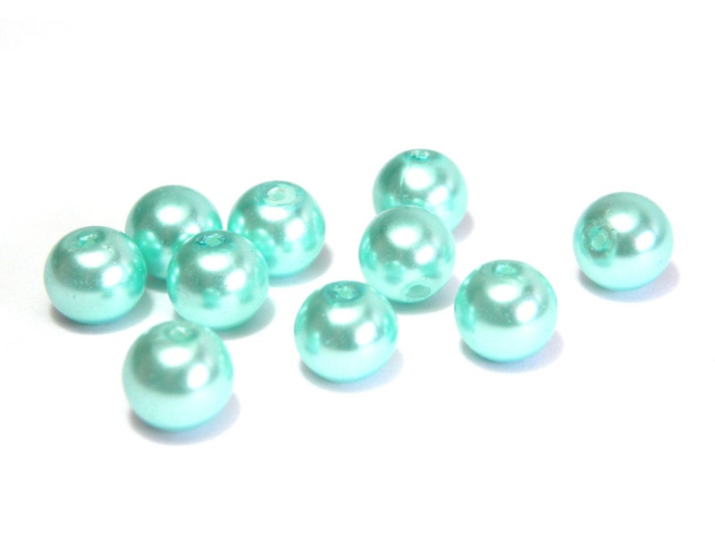 50x Runde Glaswachsperlen 8 mm - Aqua