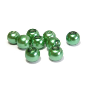 8 mm Round Faux Pearls Glass Beads (50 pc.) - Gree...