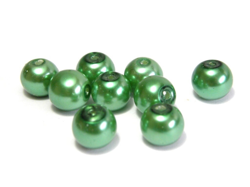 50x Runde Glaswachsperlen 8 mm - Grün
