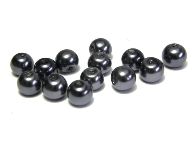 50x Runde Glaswachsperlen 8 mm - Grau