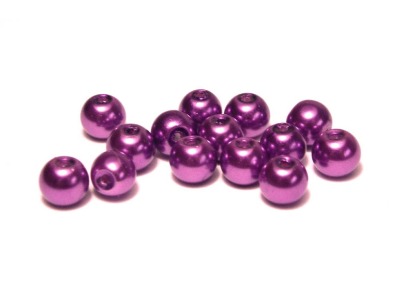 50x Runde Glaswachsperlen 6 mm - Lila